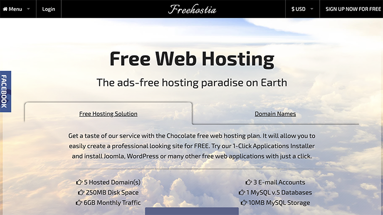FreeHostia.com screenshot