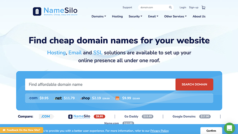 NameSilo.com screenshot
