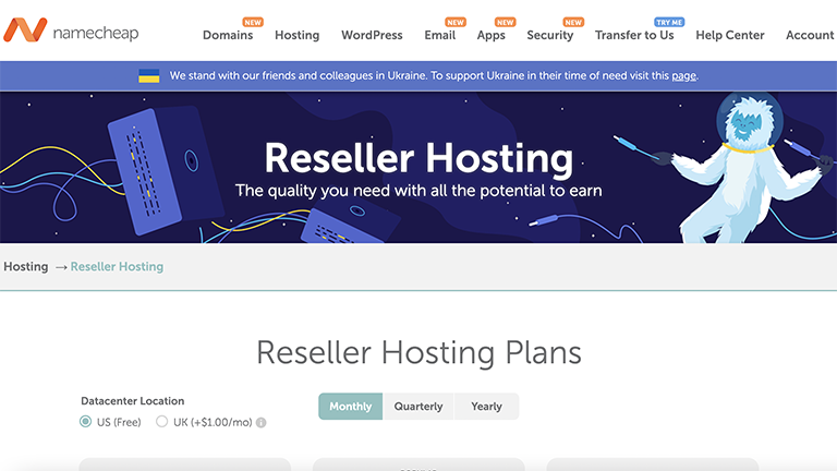 NameCheap.com Reseller Hosting Screenshot
